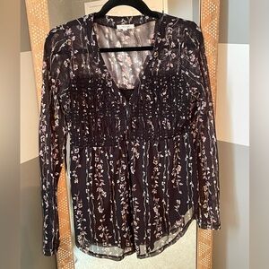 Maurices Black Floral Sheer Blouse
